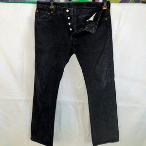 Classic Pair of Black 501 Button Fly Jeans (36x32)